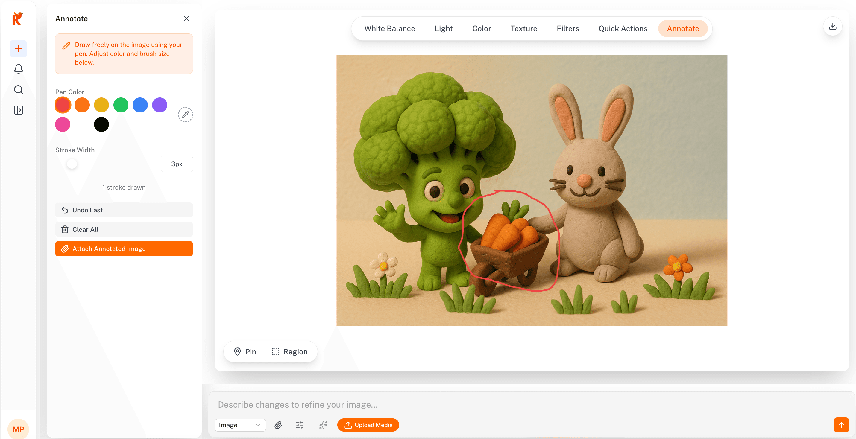 Annotations and masks for targeted changes