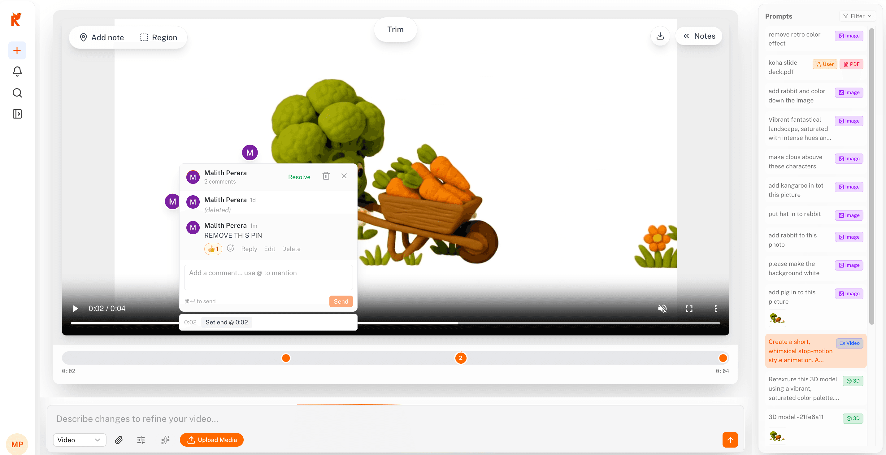 Frame-accurate video pins