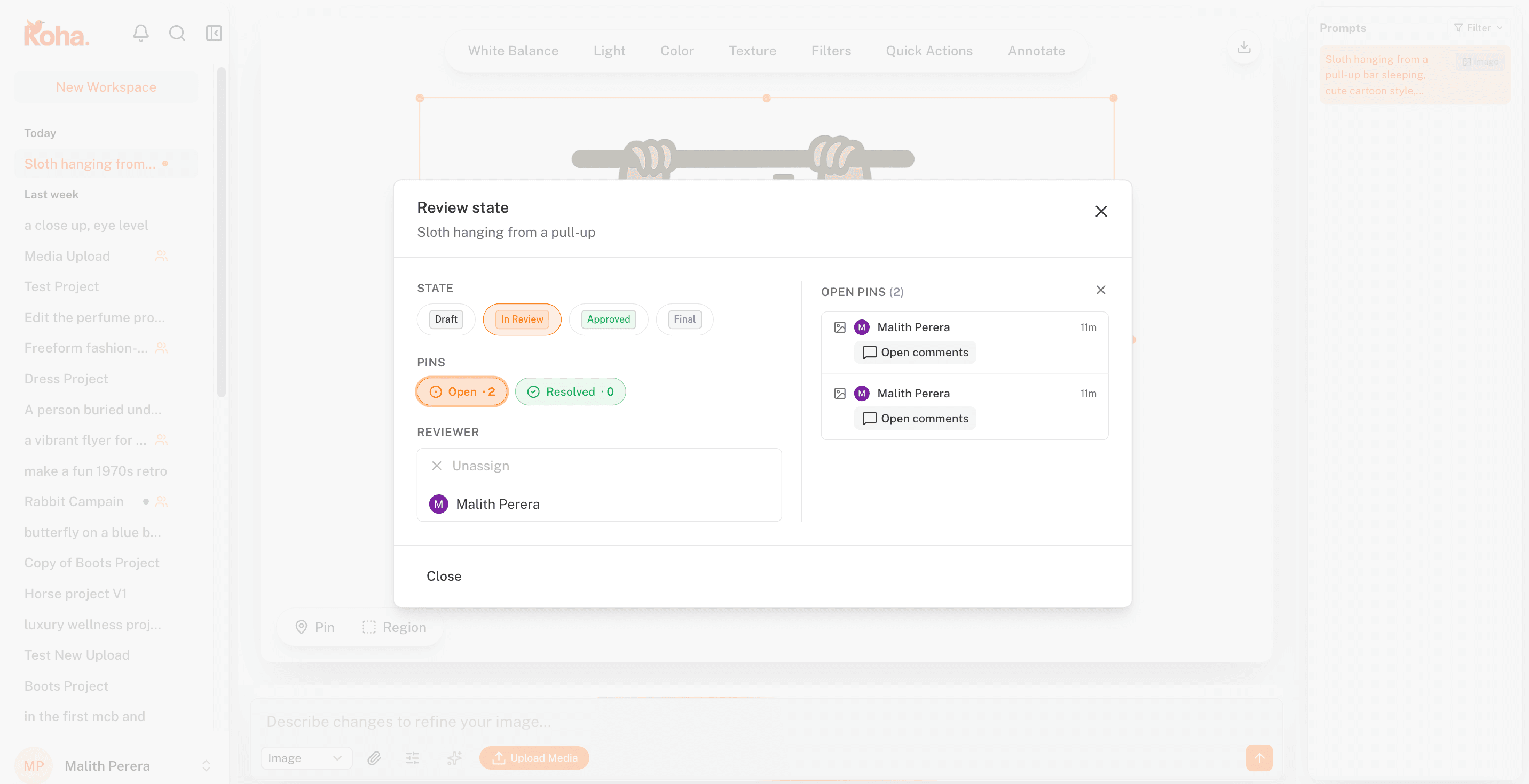 States that drive the work forward